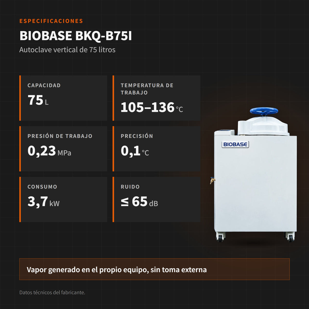BIOBASE BKQ-B75I: especificaciones