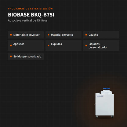 BIOBASE BKQ-B75I: programas de esterilización