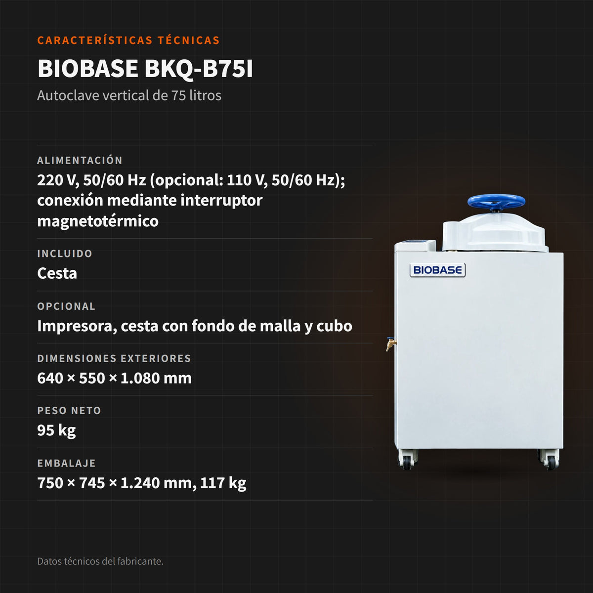 BIOBASE BKQ-B75I: características técnicas