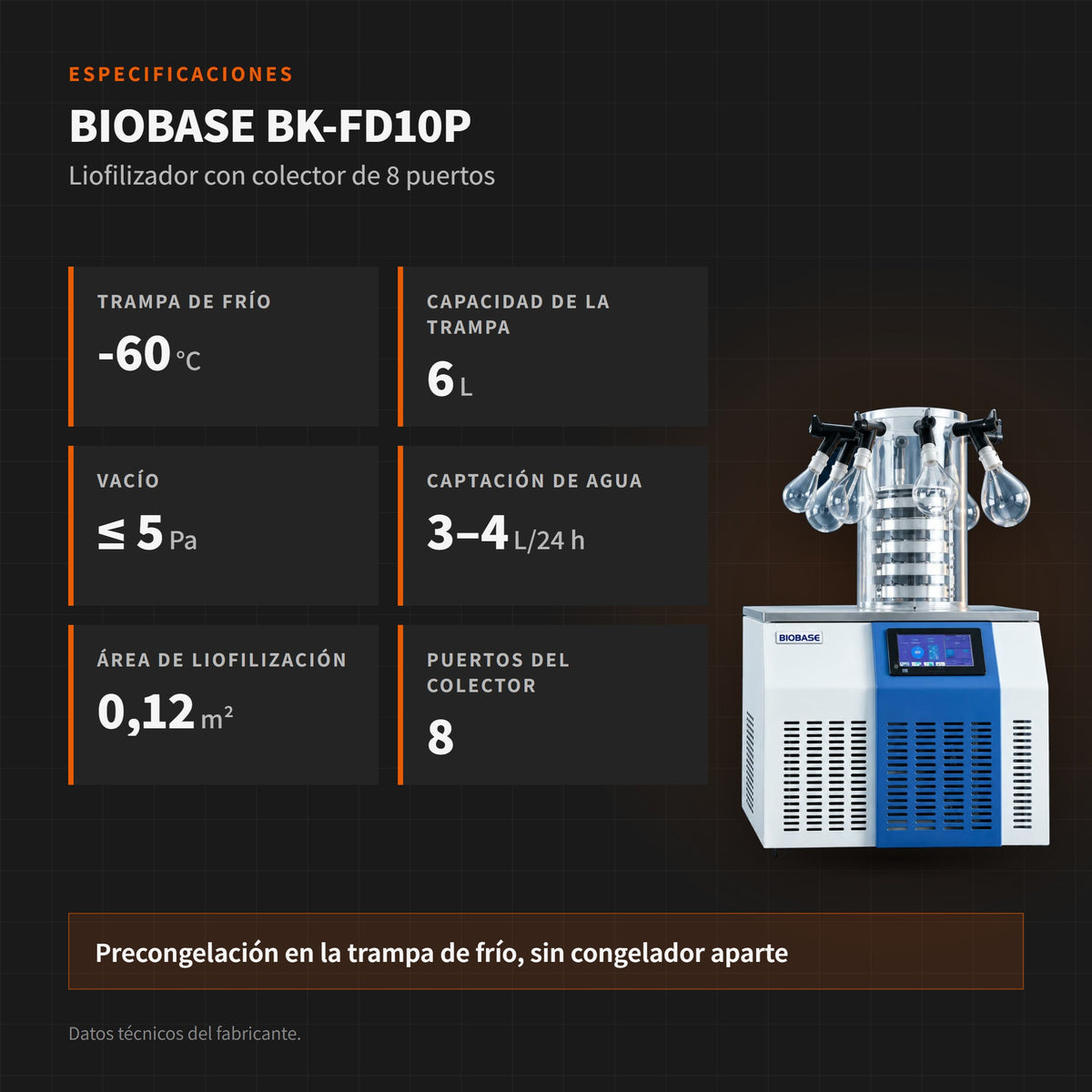 BIOBASE BK-FD10P: especificaciones